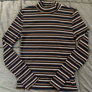Striped Long Sleeve Turtleneck Top